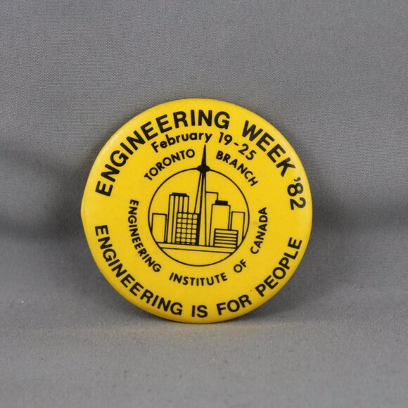 Vintage Cause Pin - Engineering Week 1982 Toronto Branch - Celluloid Pin - Picture 3 of 3